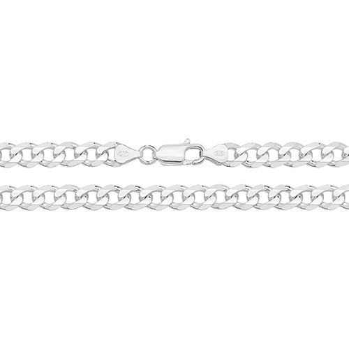 22 Inch Silver Cuban Link Chain – Flat Curb Style, 51.4g - Dowlingjewellers