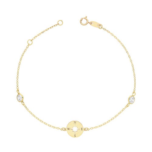 Elegant 9ct Gold Compass Symbol Bracelet – Adjustable to 7.25 - Dowlingjewellers