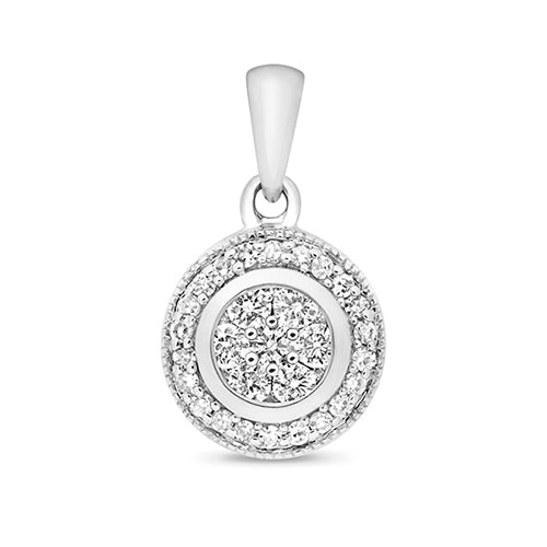 Elegant 9ct White Gold Pendant with 0.35ct Natural Diamonds - Dowlingjewellers