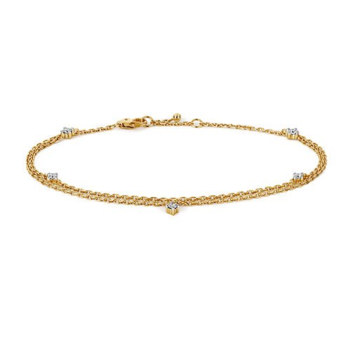 Elegant 9ct Yellow Gold Bracelet with 5 Brilliant Diamonds - Dowlingjewellers