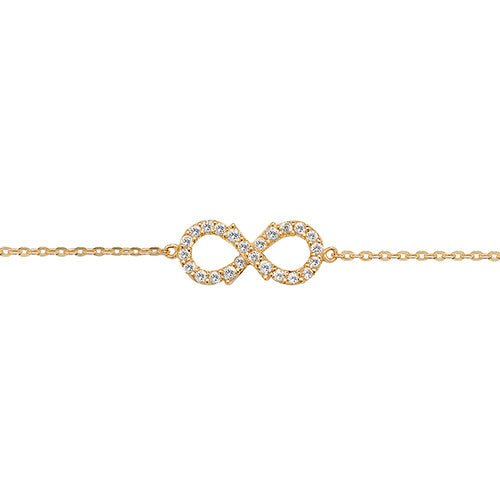 Gold Infinity Bracelet in 9ct – Sparkling Cubic Zirconia Design - Dowlingjewellers