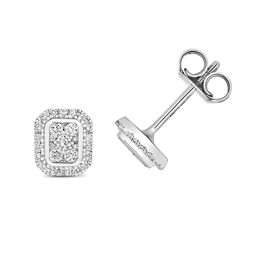 Radiant Style Diamond Earrings in 9ct White Gold – 0.25ct - Dowlingjewellers