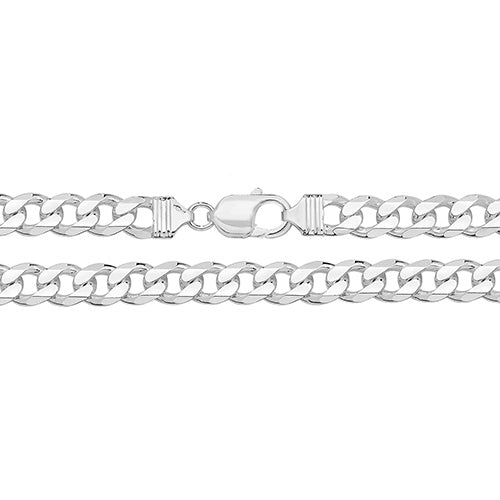 Solid Silver Curb Chain – 22" Length, 79.8g Heavy Flat Links - Dowlingjewellers