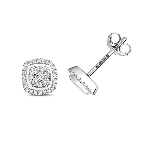 White Gold Cushion Diamond Earrings – 0.24ct Total - Dowlingjewellers