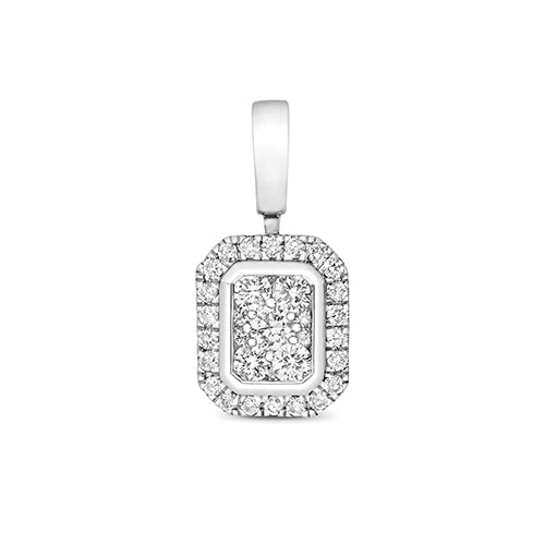 White Gold Radiant Diamond Pendant – 0.35ct with Chain Option - Dowlingjewellers